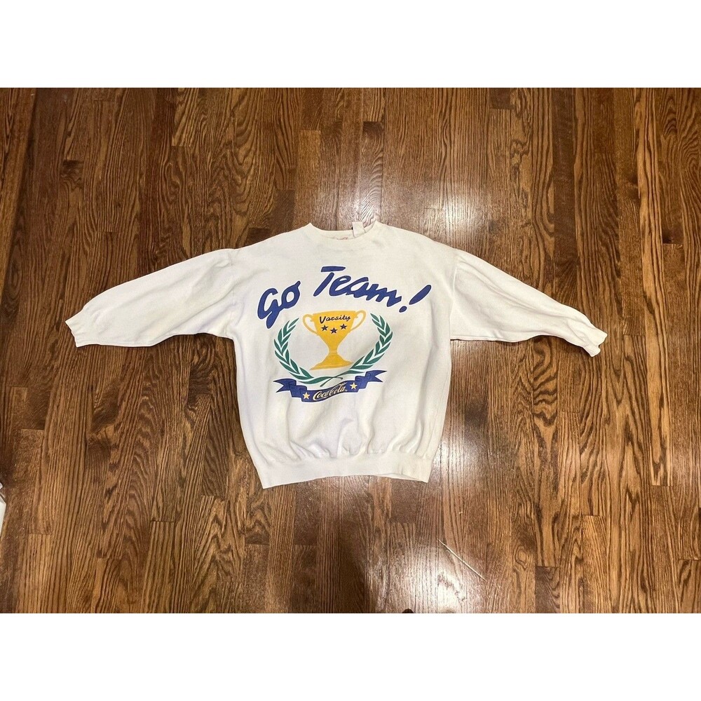 Vintage 90s/Y2K Coca Cola Crewneck Sweatshirt Men's M White Varsity